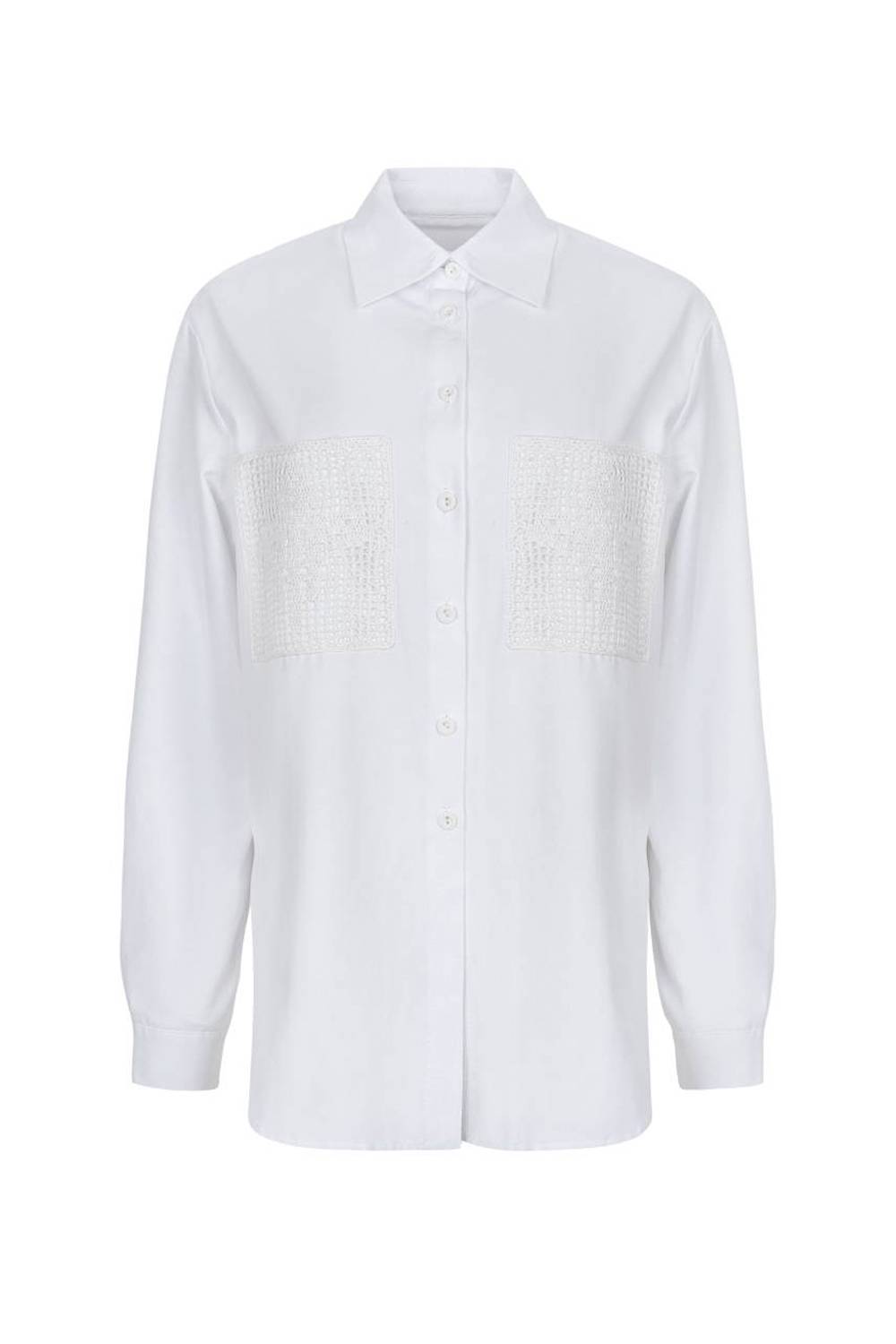 White shirt with knitted pockets 2