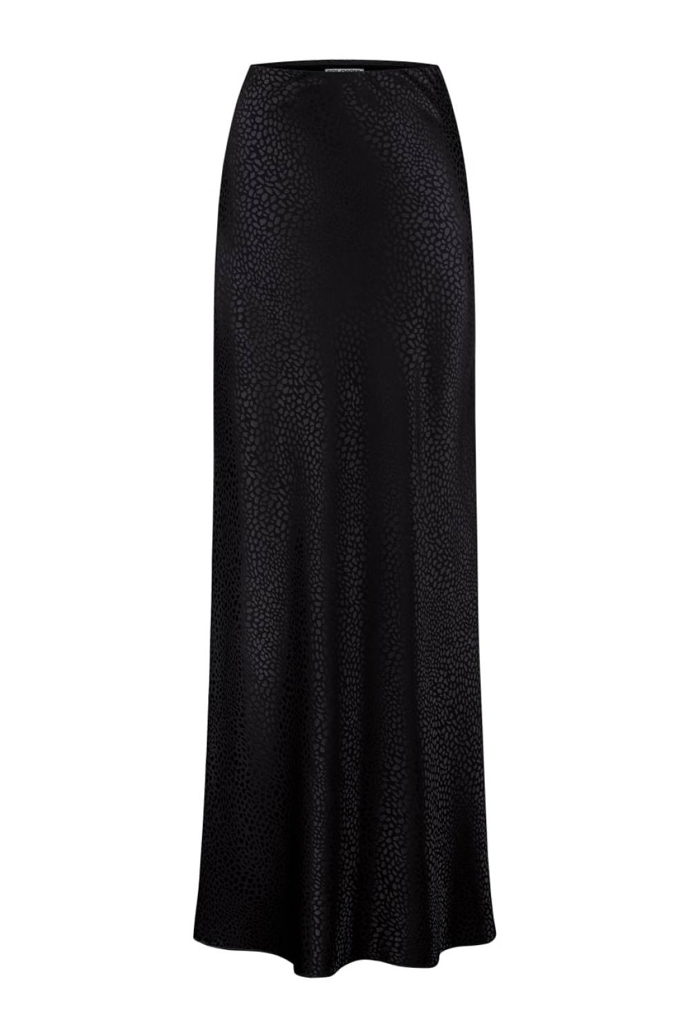 BLACK ANIMAL LEOPARD PRINT MAXI SKIRT