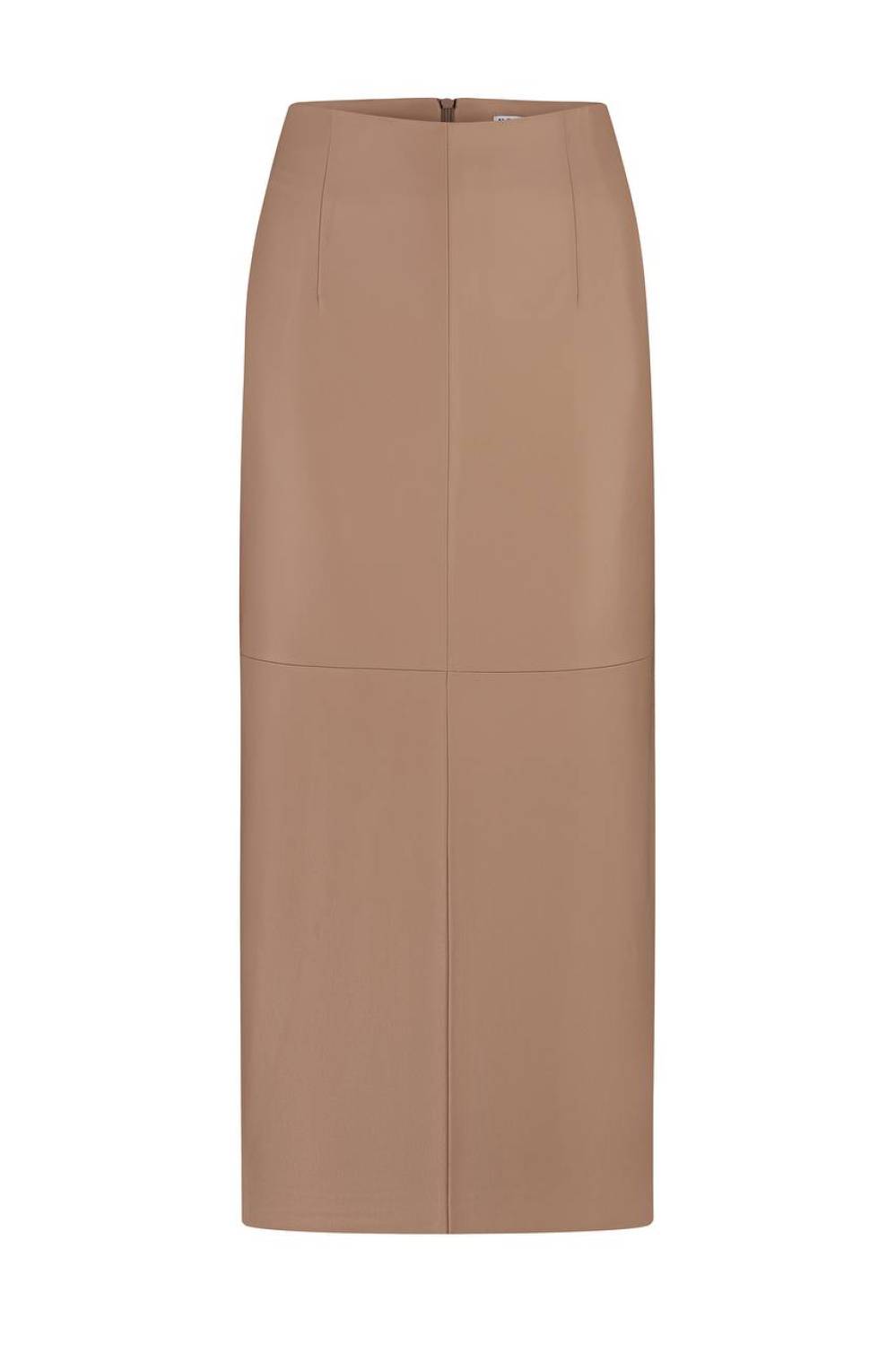 BEIGE FAUX LEATHER MIDI SKIRT 2