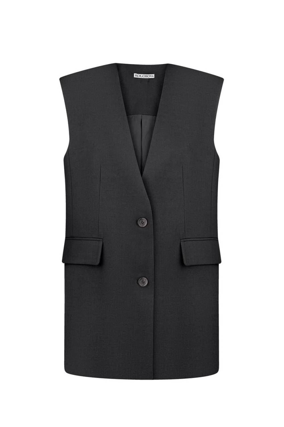 GRAPHITE COLLAR-FREE STRAIGHT VEST