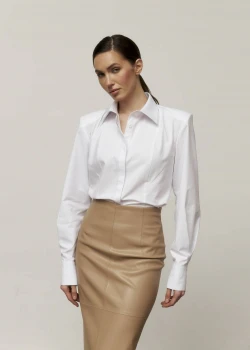 BEIGE FAUX LEATHER MIDI SKIRT2