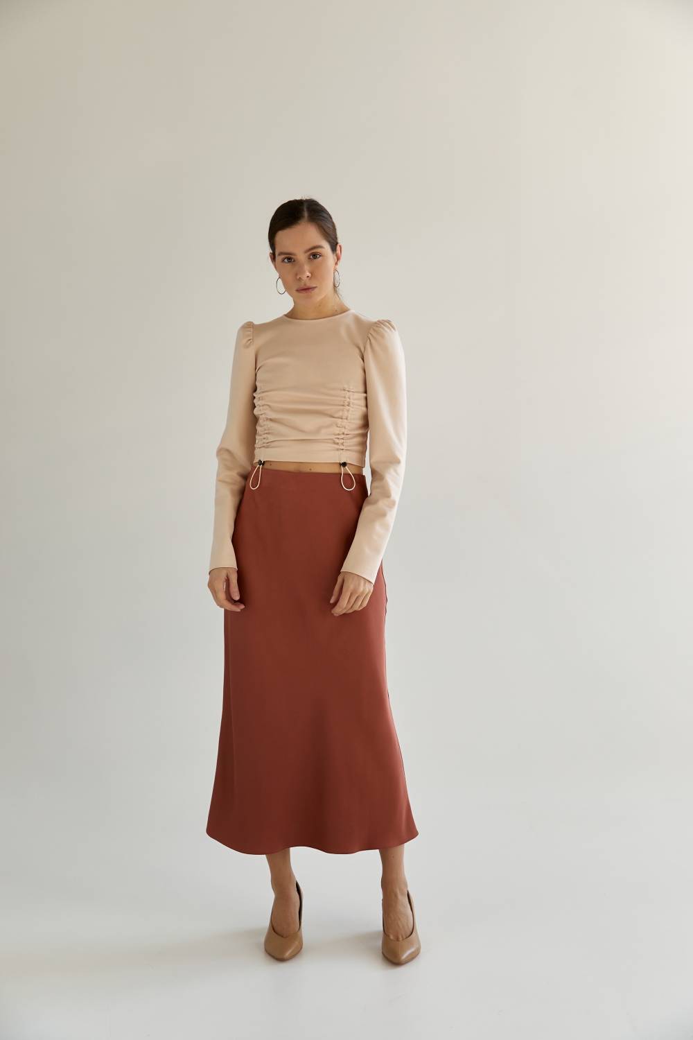 Terracotta midi skirt 1
