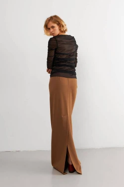 Camel Maxi Skirt 5