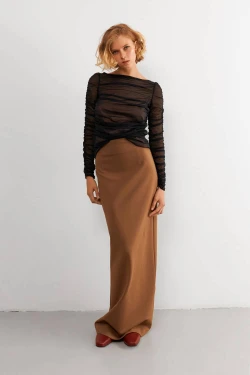 Camel Maxi Skirt  2