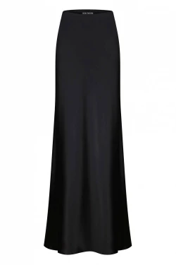 Satin black maxi skirt4