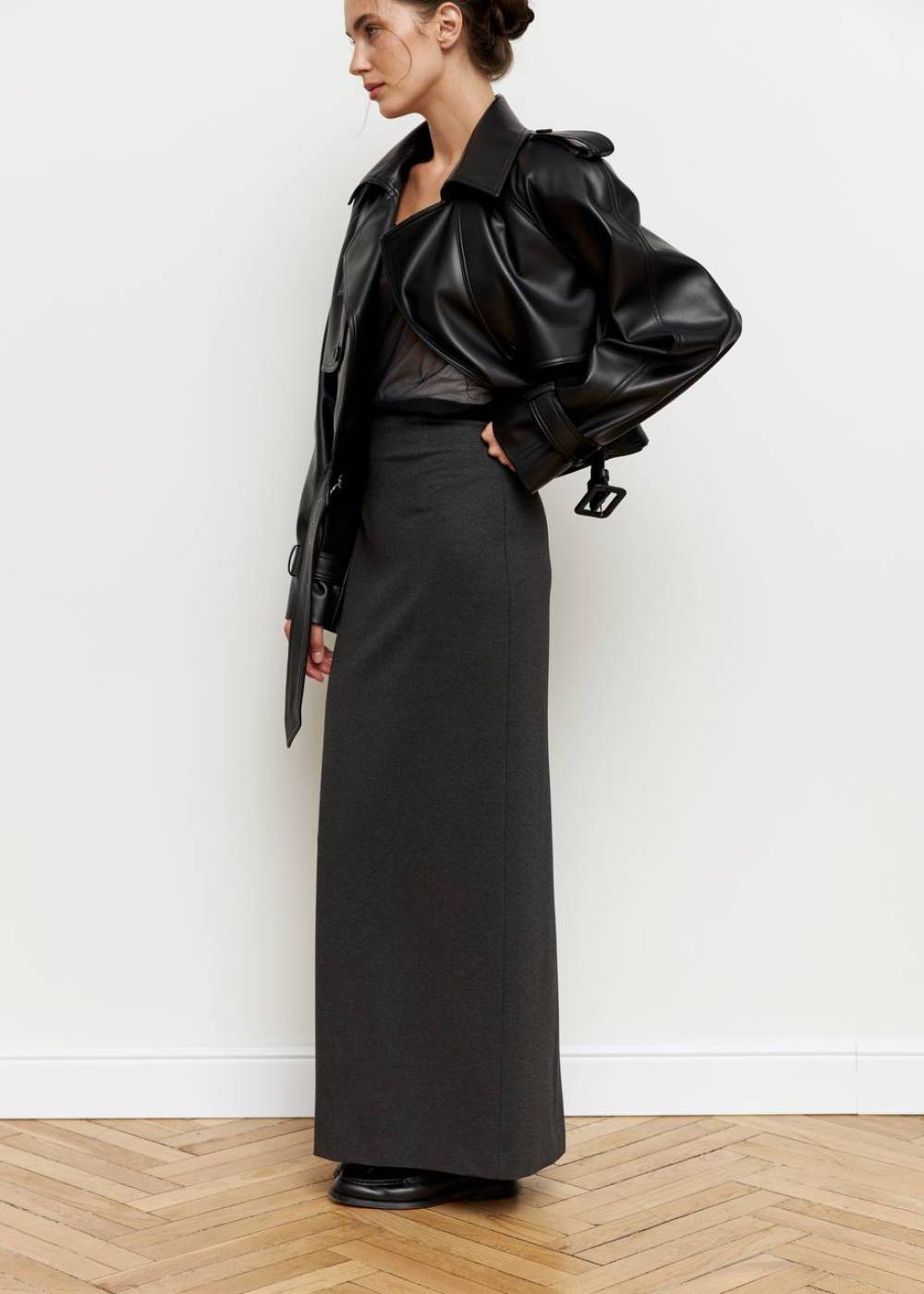 GRAPHITE MAXI SKIRT WITH SLOT 1