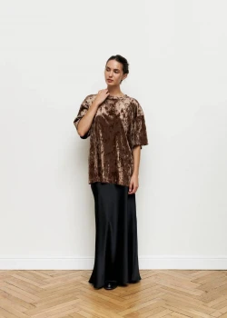 Satin black maxi skirt2