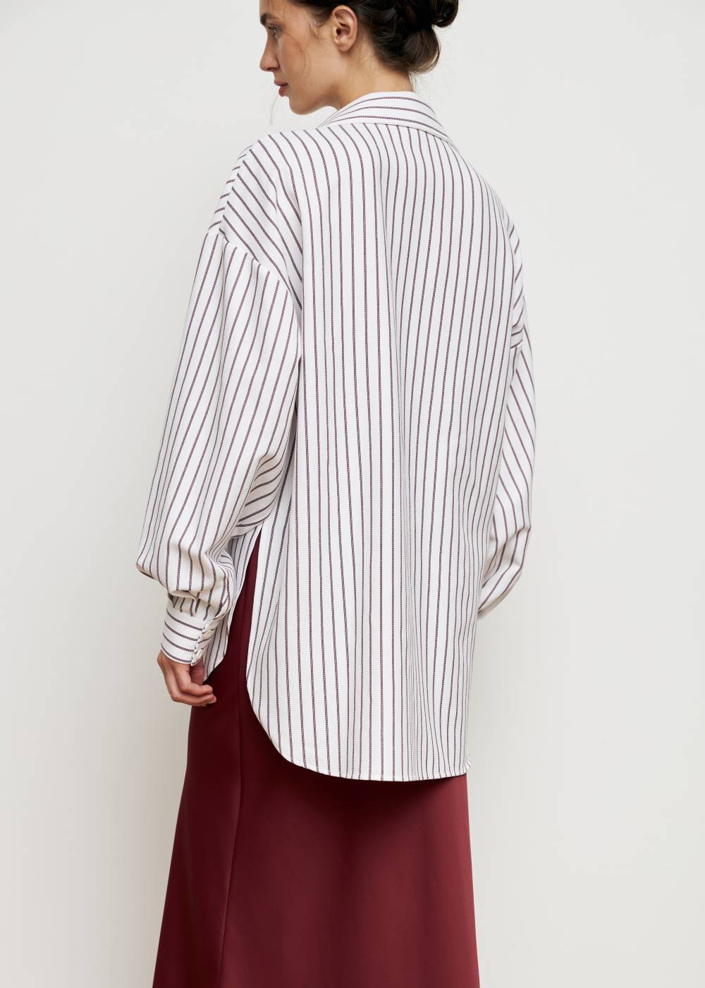 SHIRT WITH STRIPED VOLUME SLEEVES 1